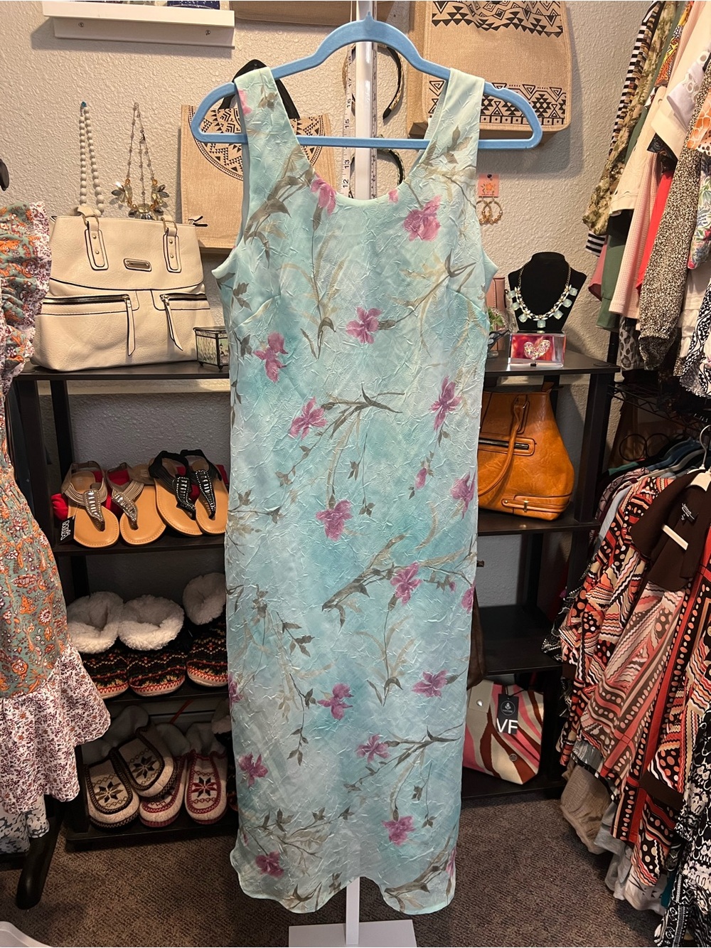K & Company Light Blue Floral Maxi Dress - Sleeveless Elegant Sheath